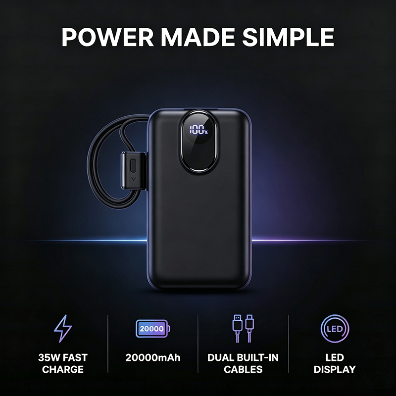 Utarudi PF-03 35W Portable Power Bank | 20000mAh, Fast Charging, LED Display, Portable Charger for iPhone and Android