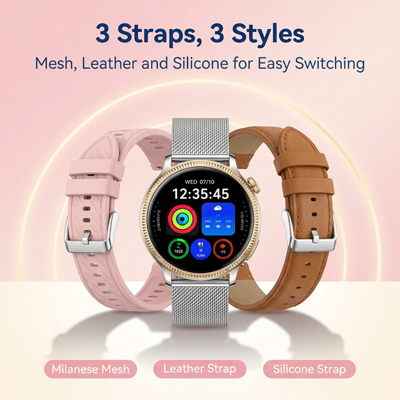 Utarudi GS9A Smart Watch for Women | 3 Interchangeable Straps, Heart Rate & Sleep Monitor, IP68 Waterproof Fitness Smartwatch