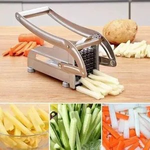 French Fry Cutter Stainless Steel Potato Chipper Fast Cutting Potato Chip Cutter with 36/46 Holes Blades Manual Food Slicer Dicer Multifunction Vegetable Fruit Chipper for Potato Onion With Interchang