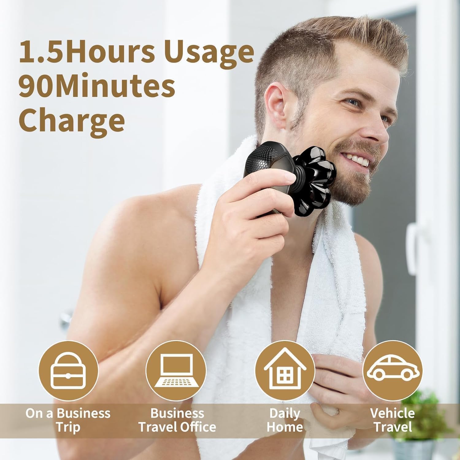 Detachable Head Shavers, 5 in 1 Electric Razor IPX7 Waterproof for Bald Men, Wet Dry LED Display Rechargeable 7D Rotary Shaver Grooming Kit with Type C Charge A