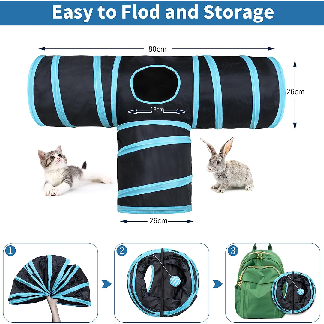 30 Pcs Cat Toys for Indoor Cats Collapsible Cat Tunnel Interactive Feather Teaser Wand Ball Toy for Kitten Cats