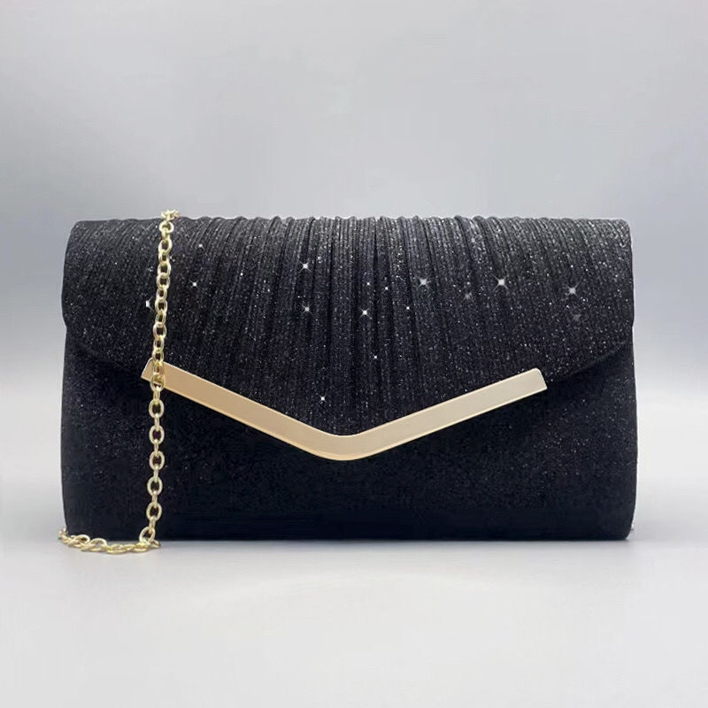 Silver Clutch Bags, Women's Clutches Evening Bags with Detachable Chain, Sequin Bag Envelope Handbags Purses for Women Bridal Prom Party Wedding