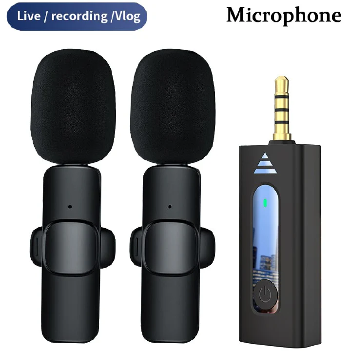 Wireless 3.5mm Lavalier Lapel Microphone Omnidirectional Condenser Mic for Camera Speaker Smartphone Recording Mic for