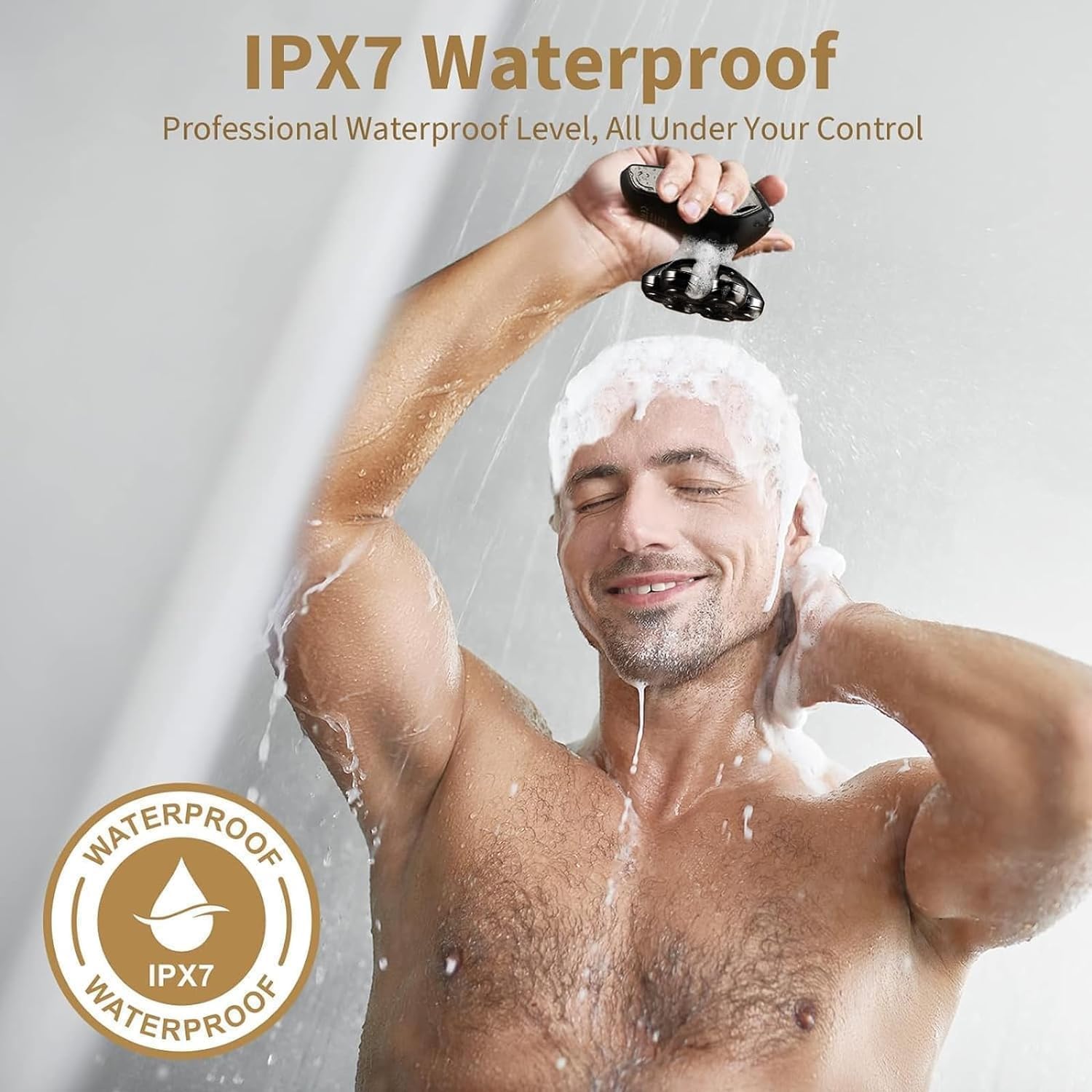 Detachable Head Shavers, 5 in 1 Electric Razor IPX7 Waterproof for Bald Men, Wet Dry LED Display Rechargeable 7D Rotary Shaver Grooming Kit with Type C Charge A