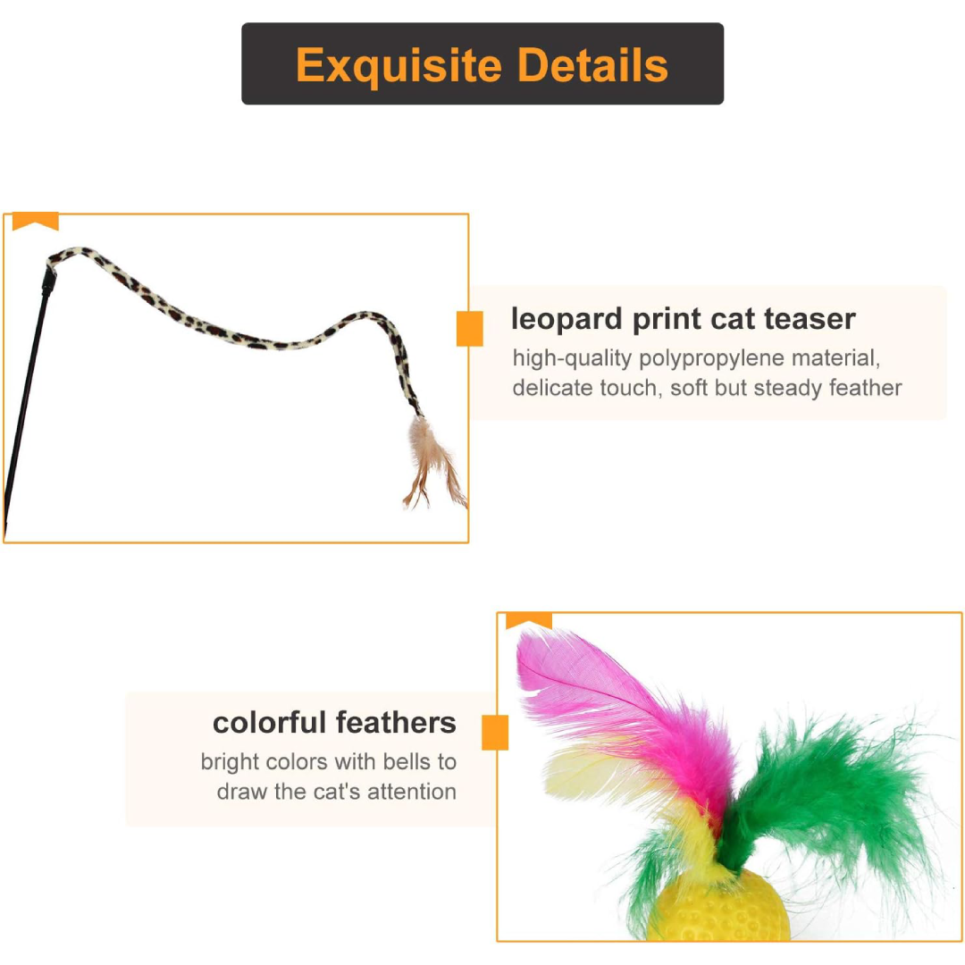 30 Pcs Cat Toys for Indoor Cats Collapsible Cat Tunnel Interactive Feather Teaser Wand Ball Toy for Kitten Cats