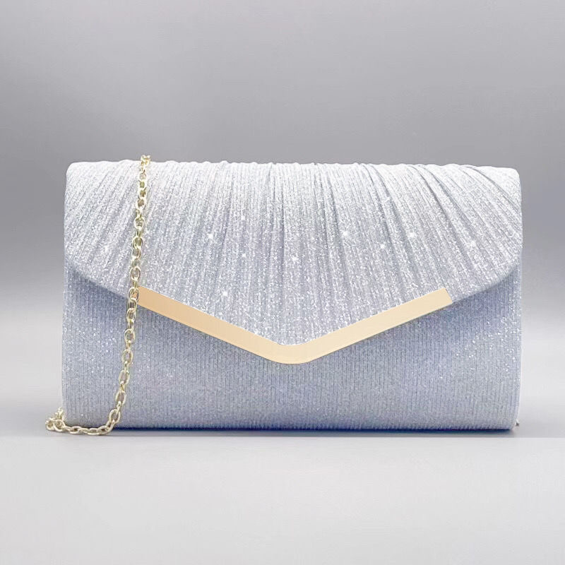 Silver Clutch Bags, Women's Clutches Evening Bags with Detachable Chain, Sequin Bag Envelope Handbags Purses for Women Bridal Prom Party Wedding