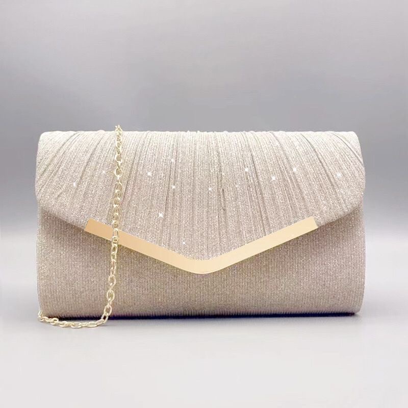Silver Clutch Bags, Women's Clutches Evening Bags with Detachable Chain, Sequin Bag Envelope Handbags Purses for Women Bridal Prom Party Wedding