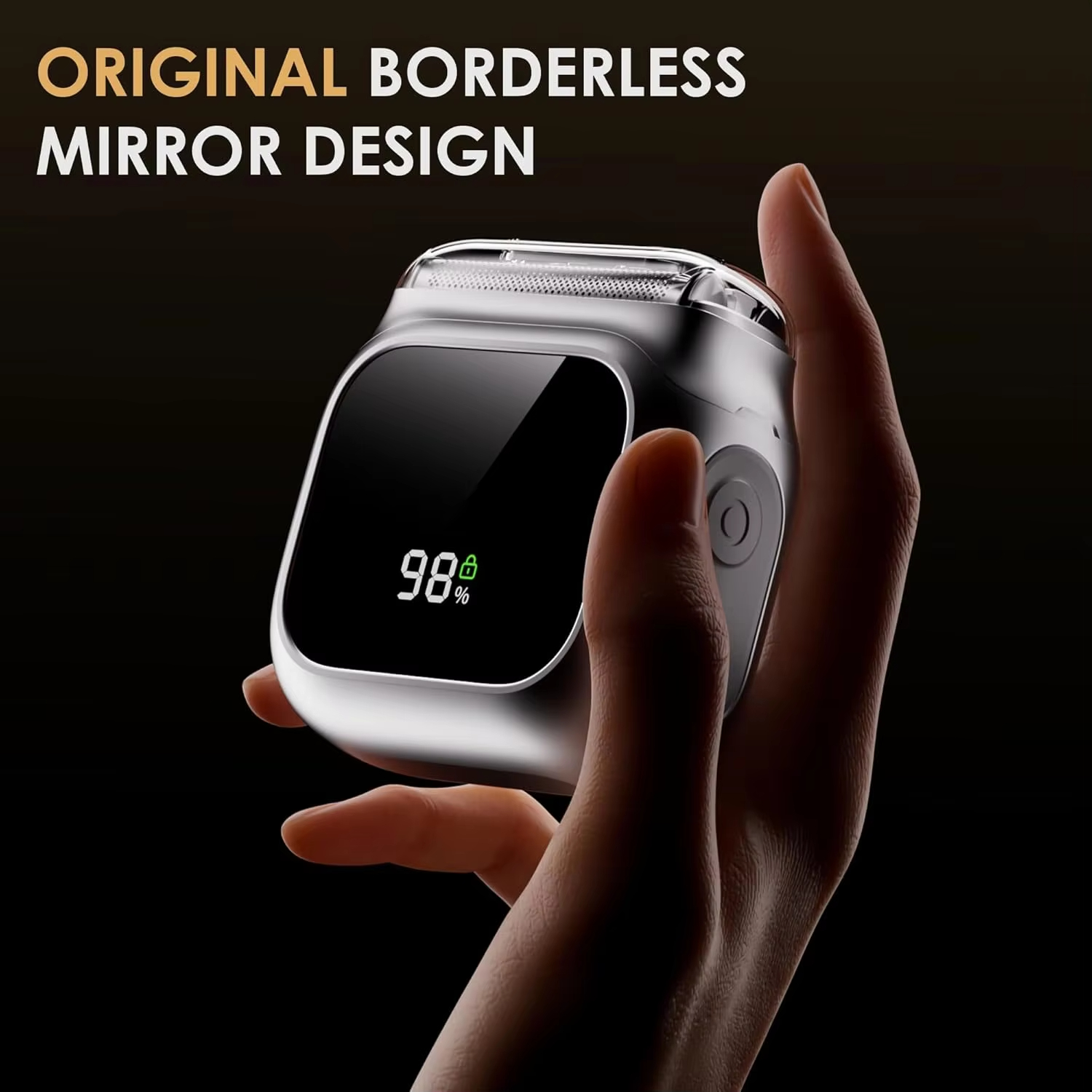 Electric Razor for Men with Mirror Design,20,000 RPM Motor,LED Display,3 Floating Blades,IPX7 Waterproof - Ideal for Travel&Home
