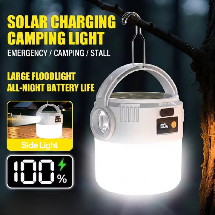 Solar Camping Lantern USB Rechargeable Outdoor Portable Waterproof Emergency Light for Hiking Backpacking Tent Activities