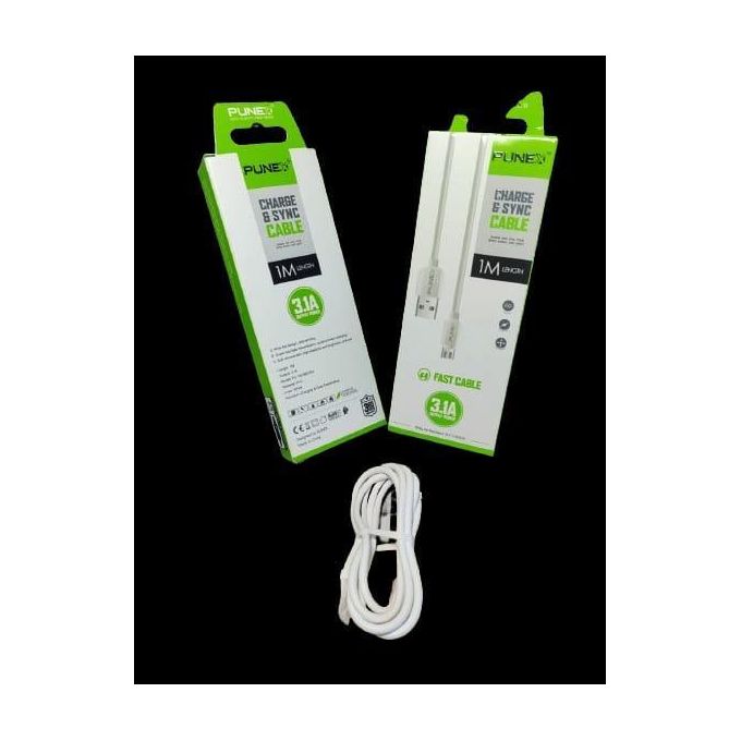 Punex PU-100 1M Micro USB Fast Charging & Data Sync Cable 3.1A Durable USB Charger Cable for Android Phones, Tablets, Power Banks & Other Micro USB Devices