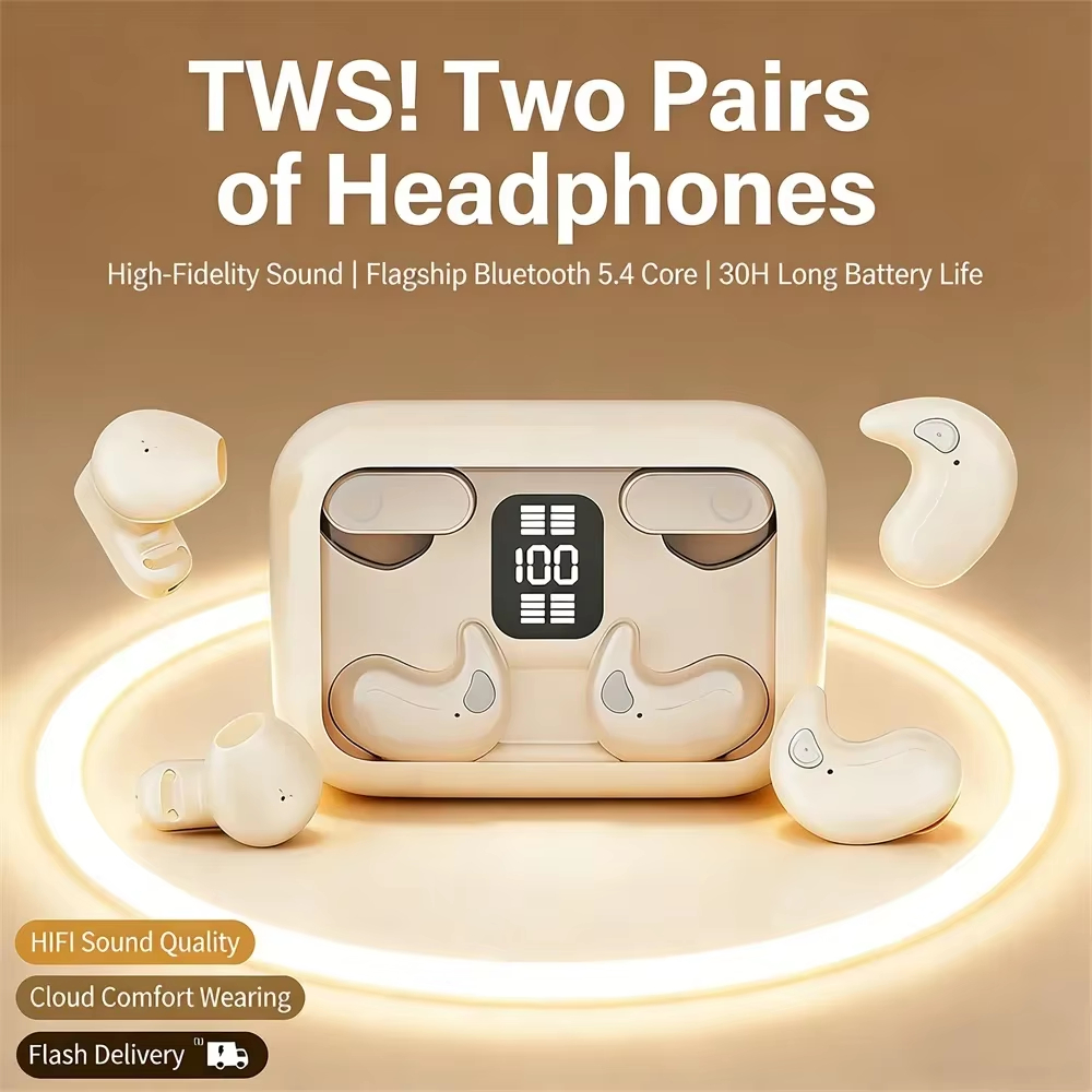 TWS In-ear Headphones HIFI Subwoofer 2-in-1 Bluetooth Earpods True Wireless HD Digital Display Twin Earphones With Mic Earplugs Noise Reduction Earbuds