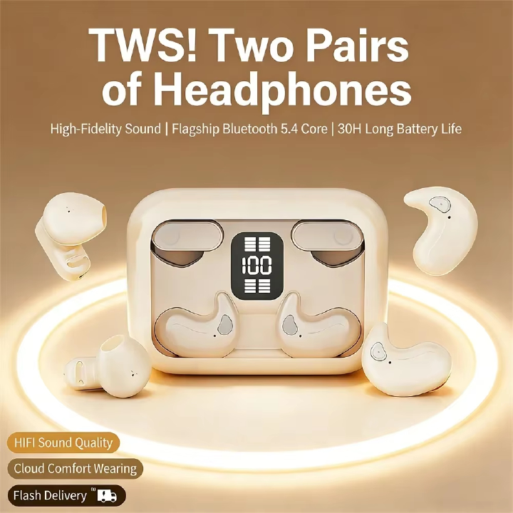 TWS In-ear Headphones HIFI Subwoofer 2-in-1 Bluetooth Earpods True Wireless HD Digital Display Twin Earphones With Mic Earplugs Noise Reduction Earbuds
