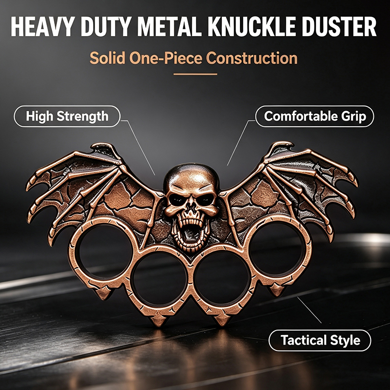 Self-Defense Brass Knuckles | Brass Knuckle Duster Bottle Opener | Self Defense Tool | Car Window Breaker | Outdoor EDC Emergency Survival Gear Skull Design