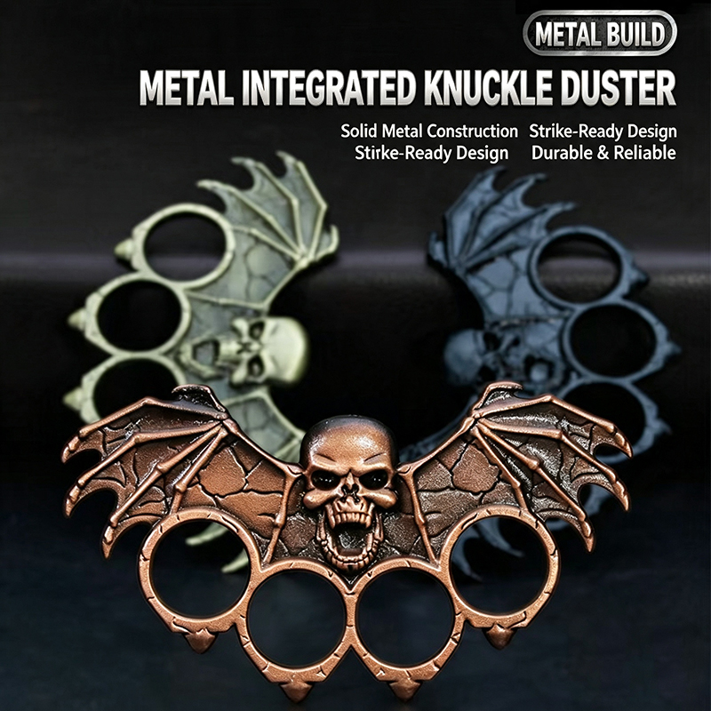 Self-Defense Brass Knuckles | Brass Knuckle Duster Bottle Opener | Self Defense Tool | Car Window Breaker | Outdoor EDC Emergency Survival Gear Skull Design