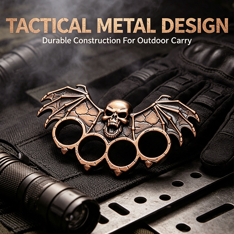 Self-Defense Brass Knuckles | Brass Knuckle Duster Bottle Opener | Self Defense Tool | Car Window Breaker | Outdoor EDC Emergency Survival Gear Skull Design