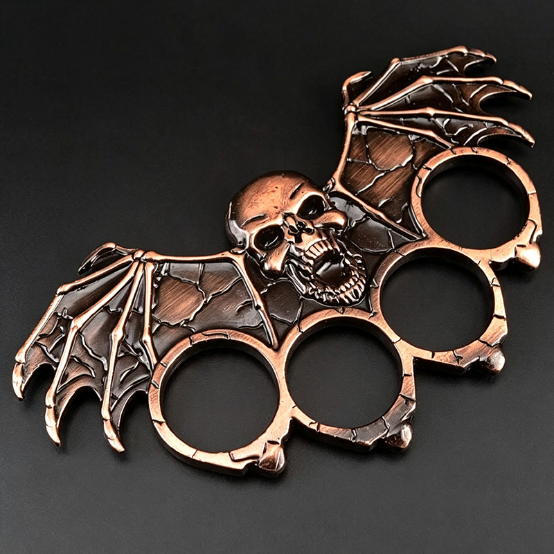Self-Defense Brass Knuckles | Brass Knuckle Duster Bottle Opener | Self Defense Tool | Car Window Breaker | Outdoor EDC Emergency Survival Gear Skull Design