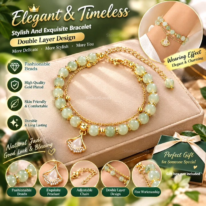 Women's bracelets, double-layer apricot leaf bracelets, women's fashion, high-end sense, Valentine's Day gifts for girlfriends, birthday gifts, female accessories