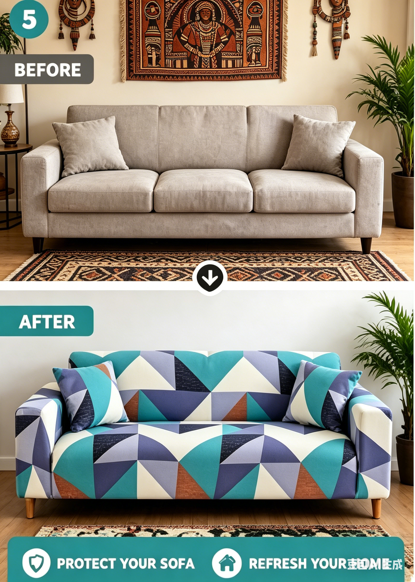 Stretch Sofa Cover Elastic Slipcover for 1 2 3 Seater Couch Protector Soft Washable （not include sofa）