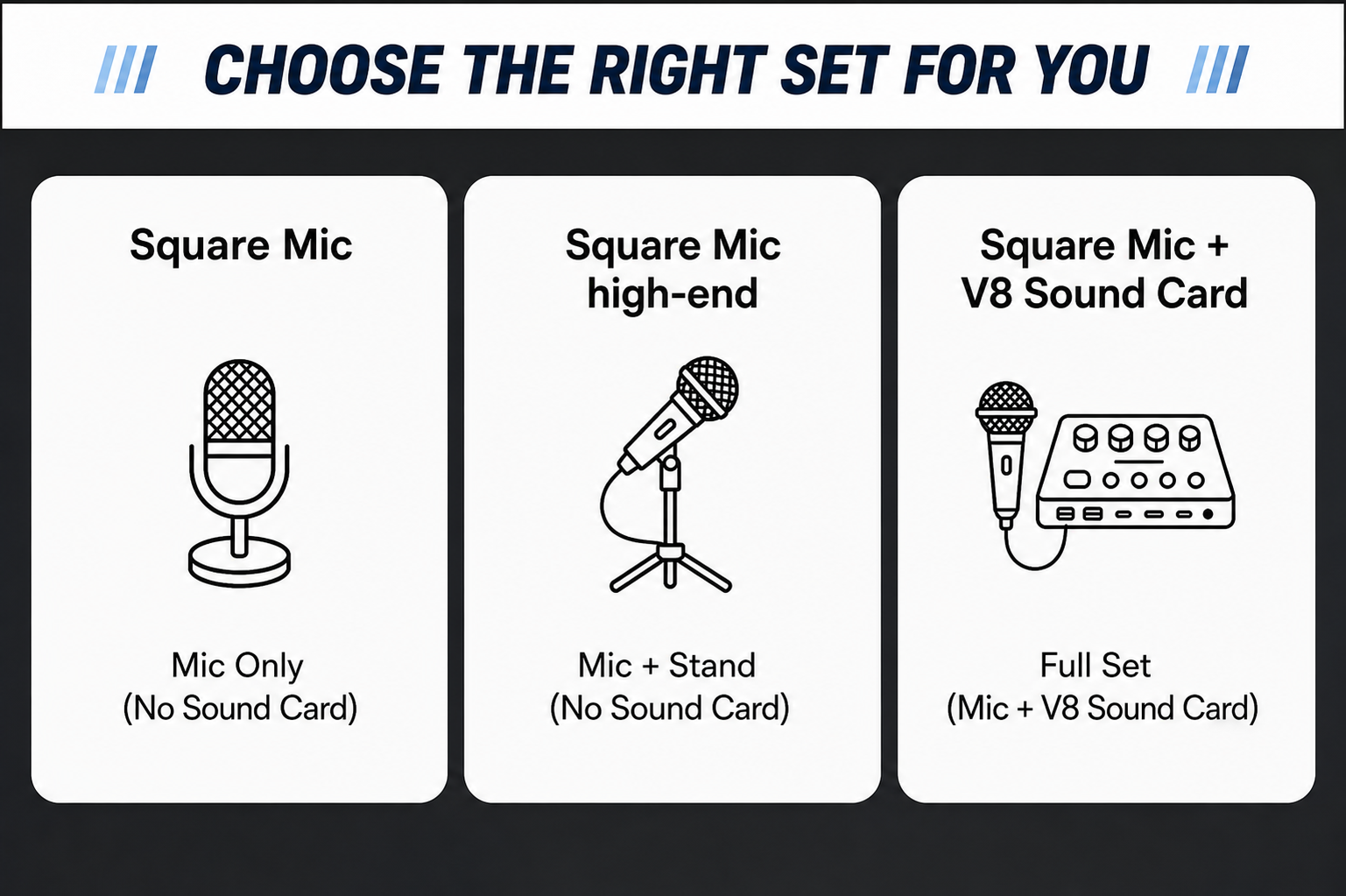 Professional Microphone Set  – Multiple Options Available (With or Without Sound Card)   for Streaming & Recording PC microphone, recording studio, condenser microphone, game live broadcast, KTV