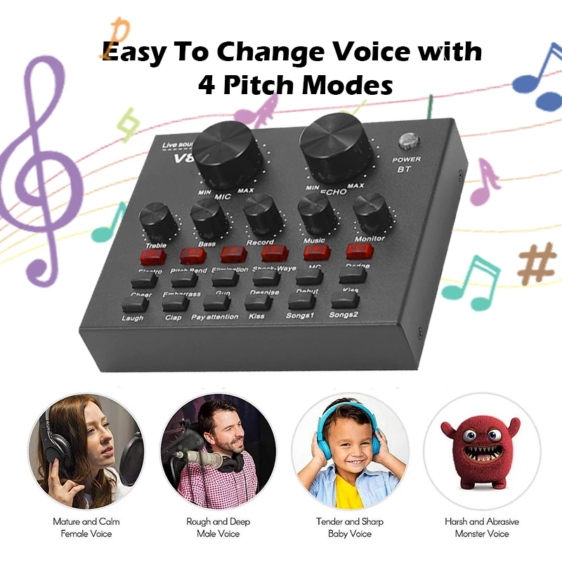 Podcast Equipment Bundle, Recording Studio Package with Podcast Microphone and Voice Changer, V8 Live Sound Card,Audio Interface for Laptop Computer Vlog Living Broadcast Live Streaming YouTube TikTok