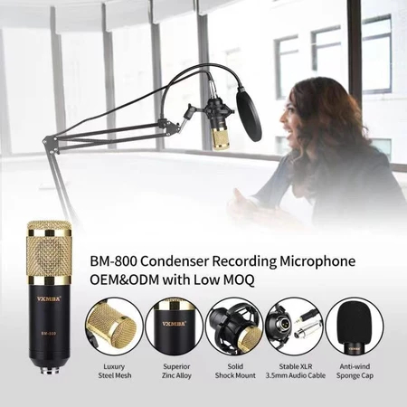 Live Broadcast Microphone Mic-Kit Comes With Reverb Adjustment Capacitor Microphone( No Sound Card) For Recording Live Gaming Video Noise Reduction Conference