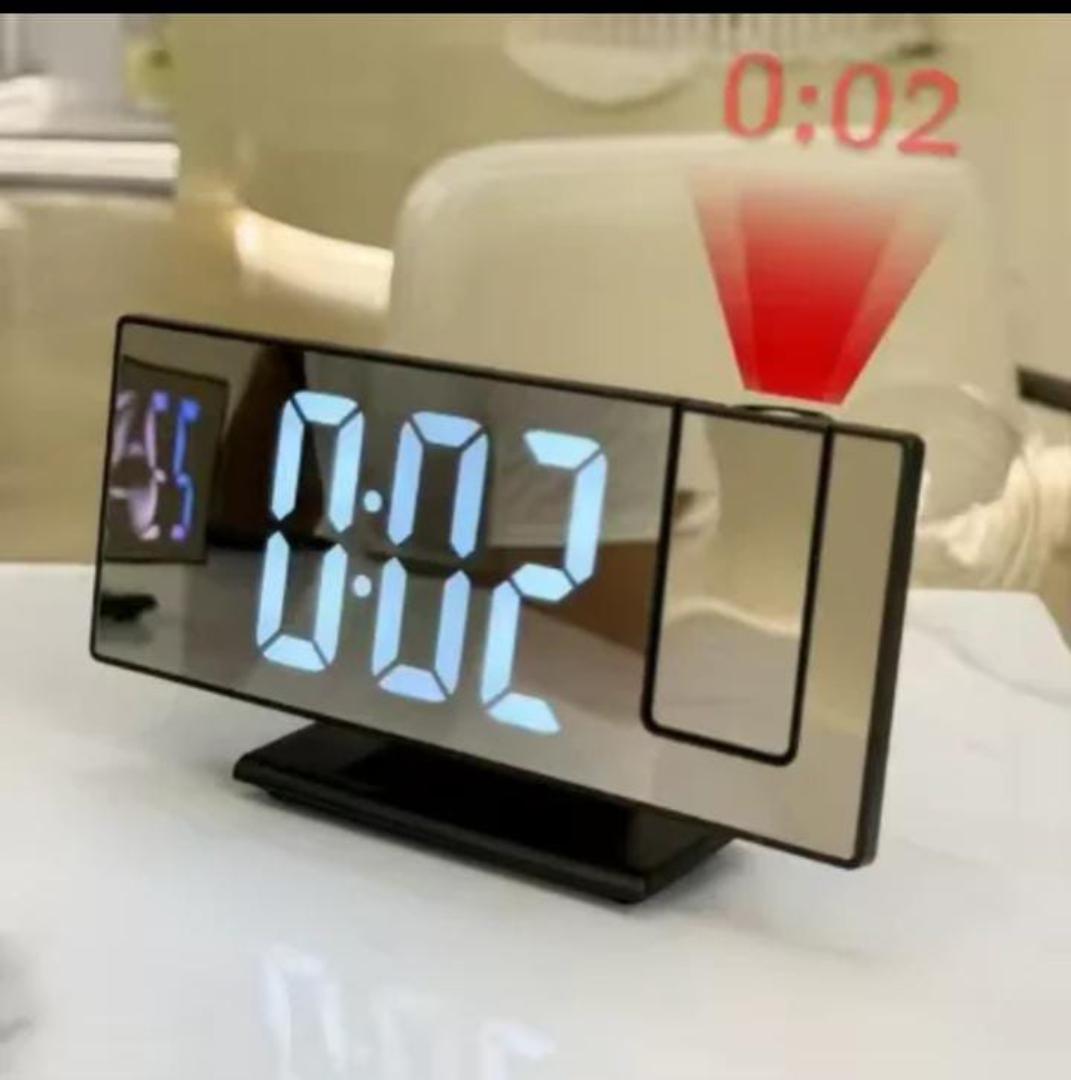 Projection Digital Alarm Clock - Multifunctional Projector Clock with 8-Inch LED Screen | Long Battery Life Temperature Monitor, off Makeup for Heavy Sleepers, Adults