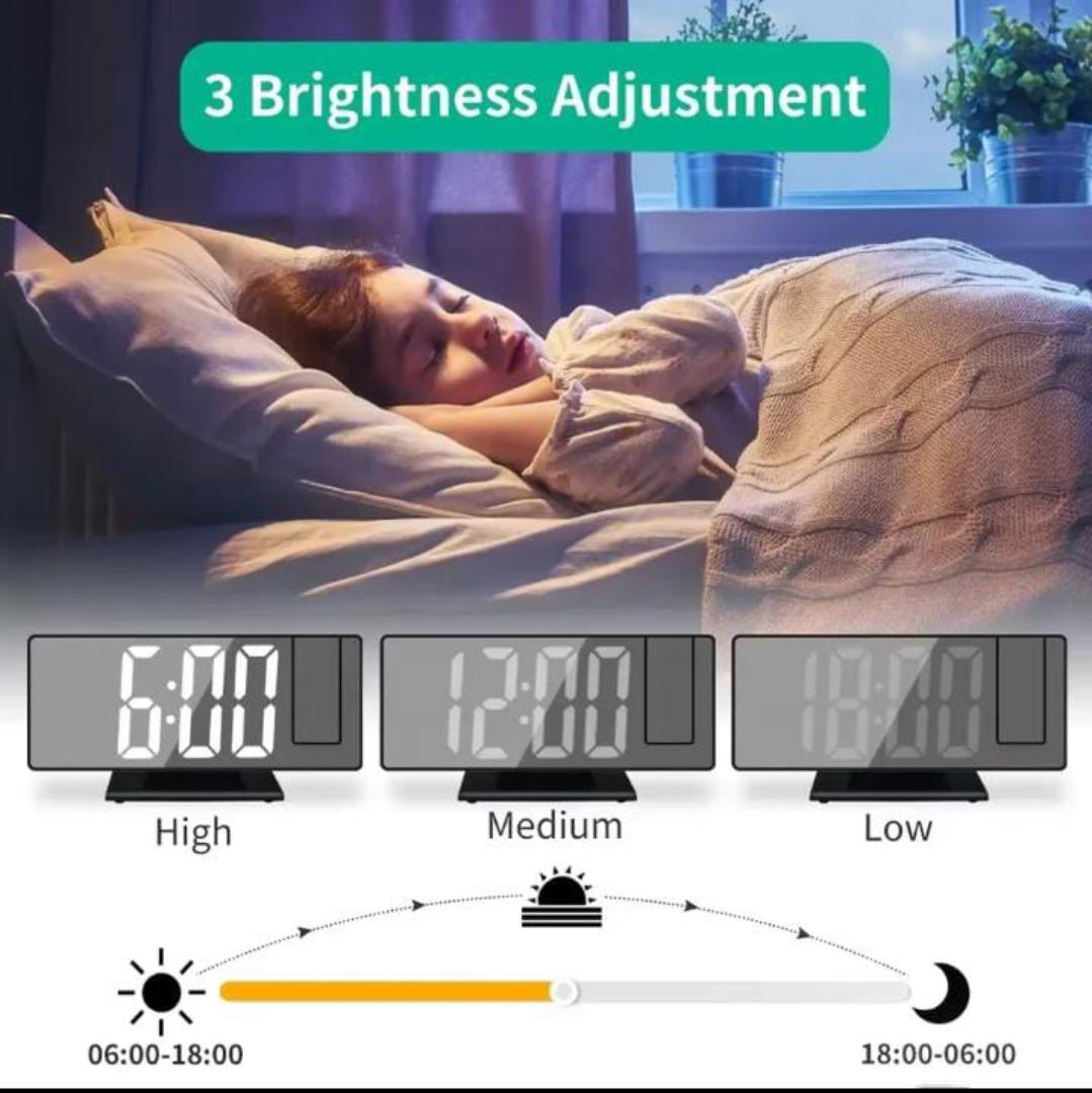 Projection Digital Alarm Clock - Multifunctional Projector Clock with 8-Inch LED Screen | Long Battery Life Temperature Monitor, off Makeup for Heavy Sleepers, Adults