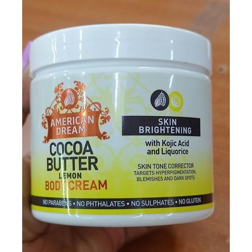 American Dream Cocoa Butter Lemon Brightening Cream – 500ml Infused with Lemon Oil & Vitamin E for Glowing, Radiant Skin
