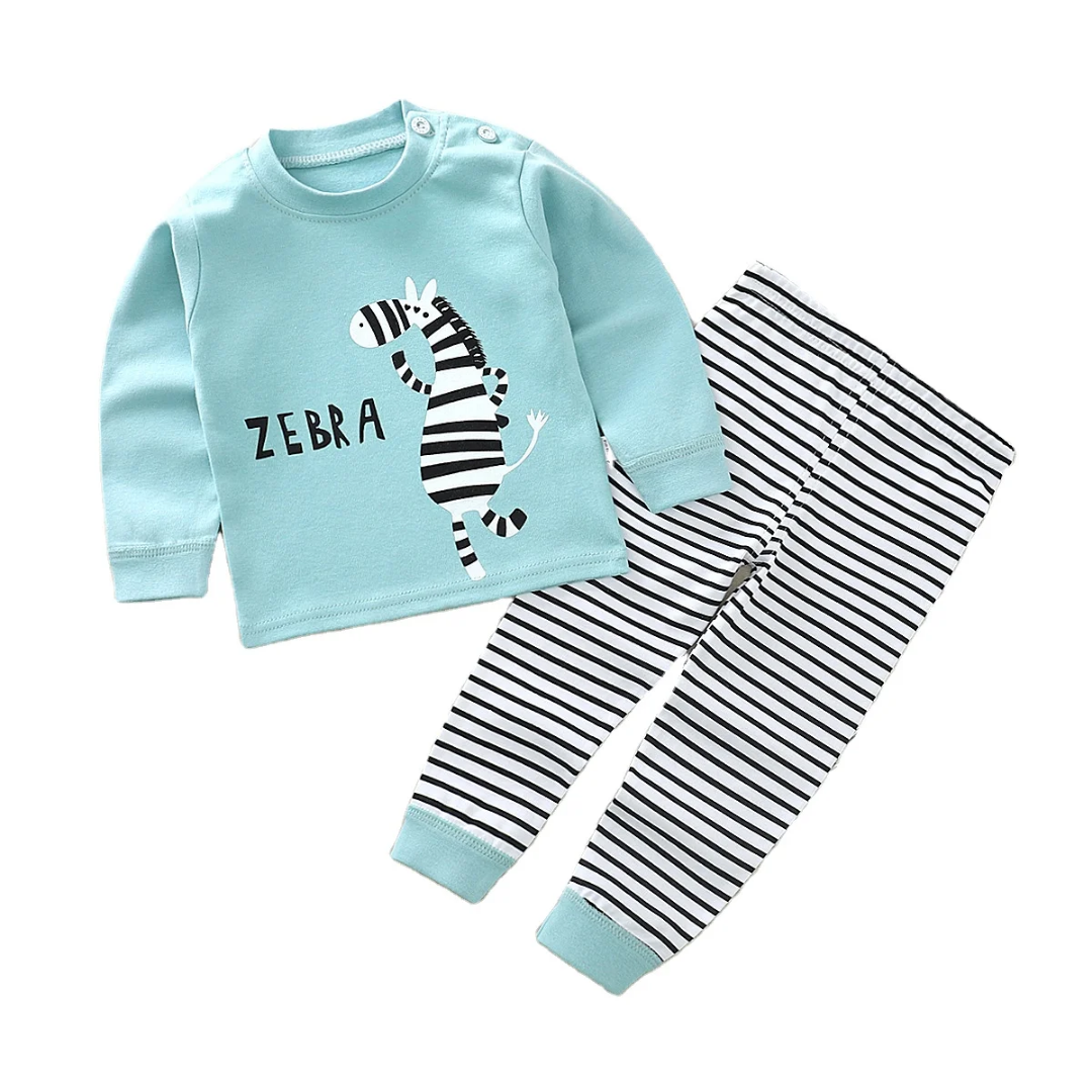💯%Fancy Cotton  Suit Cartoon themed  zebra multi Wear kids Baby kids Pajamas two pieces set Breathable All Season comfortable