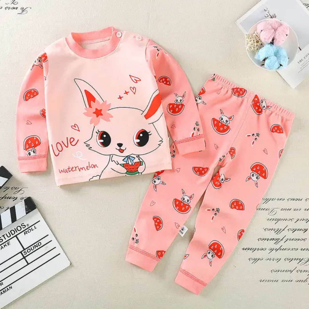 💯%Fancy Cotton  Suit Cartoon themed  love watermelon multi Wear kids Baby kids Pajamas two pieces set Breathable All Season comfortable
