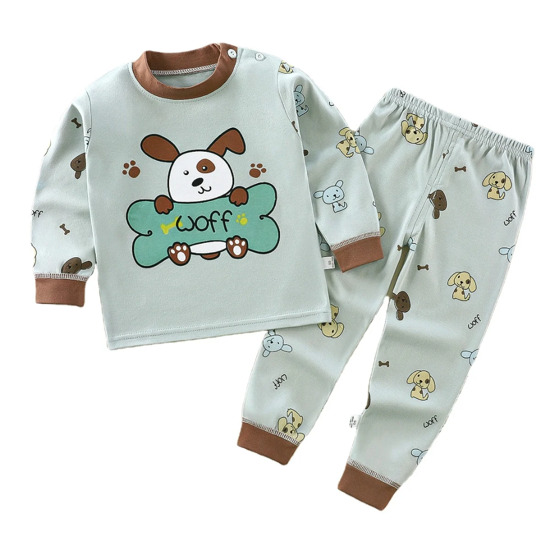 💯%Fancy Cotton  Suit Cartoon themed  wolf multi Wear kids Baby kids Pajamas two pieces set Breathable All Season comfortable