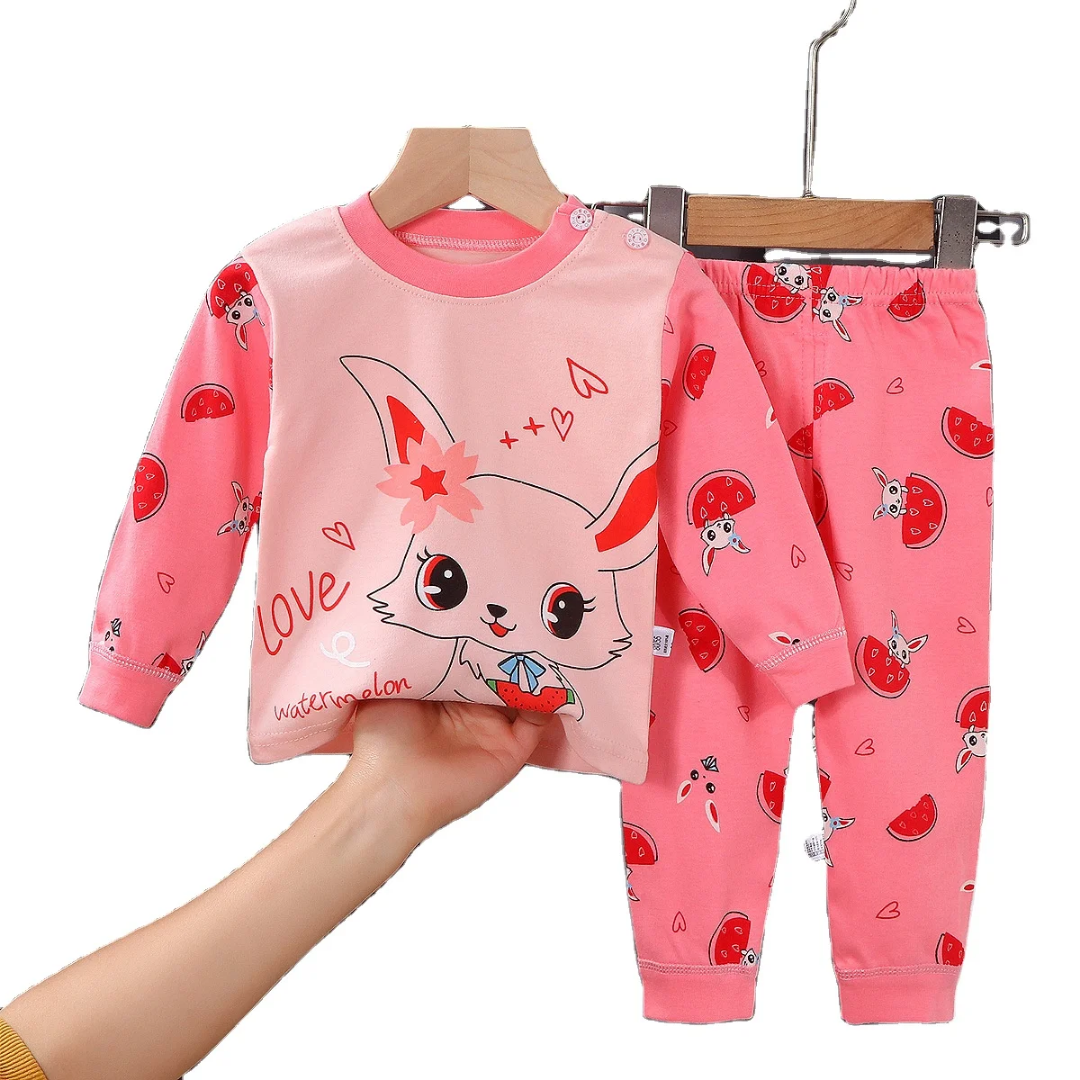 💯%Fancy Cotton  Suit Cartoon themed  love watermelon multi Wear kids Baby kids Pajamas two pieces set Breathable All Season comfortable