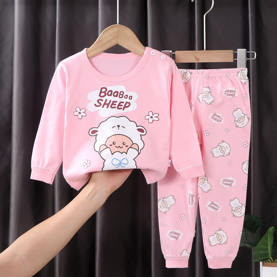 💯%Fancy Cotton  Suit Cartoon themed  Baa Sheep multi Wear kids Baby kids Pajamas two pieces set Breathable All Season comfortable