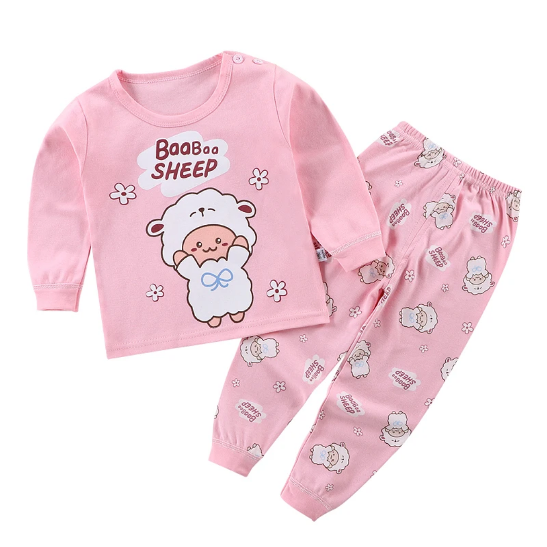 💯%Fancy Cotton  Suit Cartoon themed  Baa Sheep multi Wear kids Baby kids Pajamas two pieces set Breathable All Season comfortable
