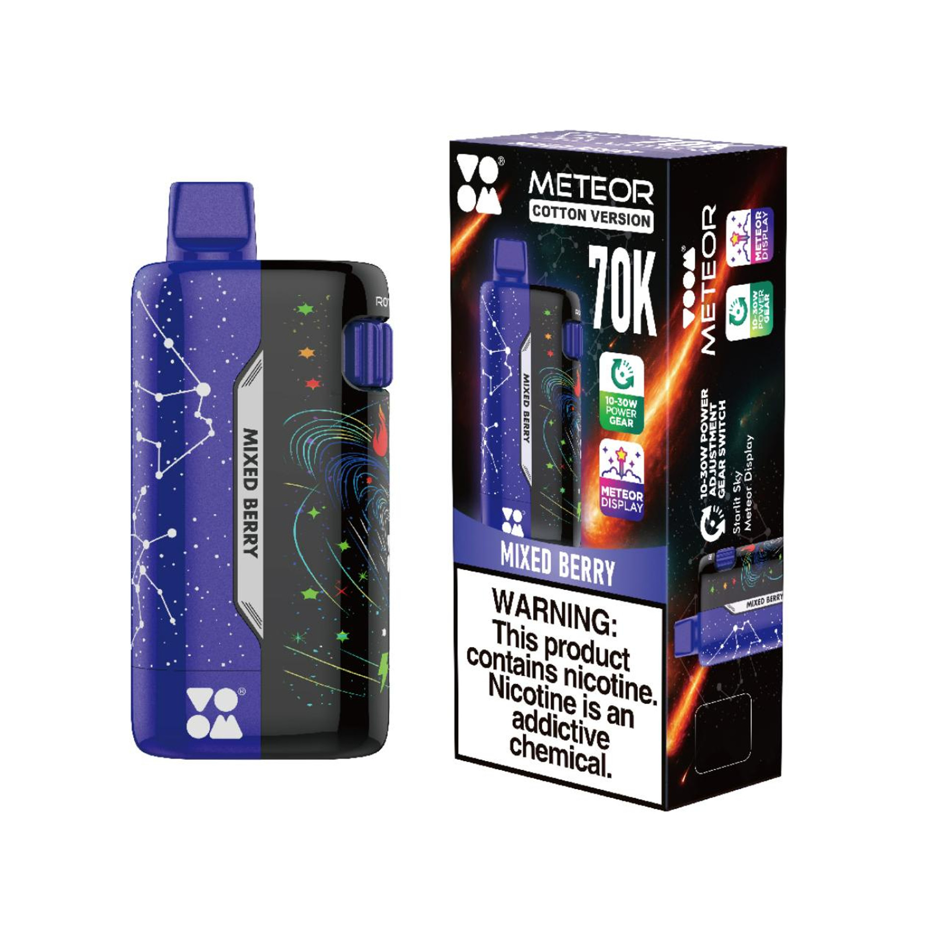 VOOM Meteor Cotton Version 70K Puffs Rechargeable Disposable Vape - 5ct. 70000 Simple Superior Rich