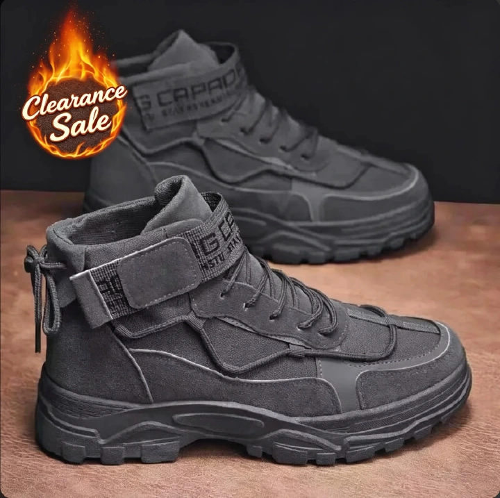 Men's High-Cut Work Boots - All-Season Fashion Ankle Boots for Outdoor & Casual Wear, Trendy Durable Safety Shoes  Anti-Slip Design (FBK-Delivery 2-6 days)