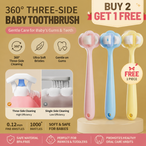 360° Baby Toothbrush for Infants & Toddlers, Ultra Soft Bristle Kids Toothbrush, Gentle Gum Care Training Brush, Buy 2 Get 1 Free