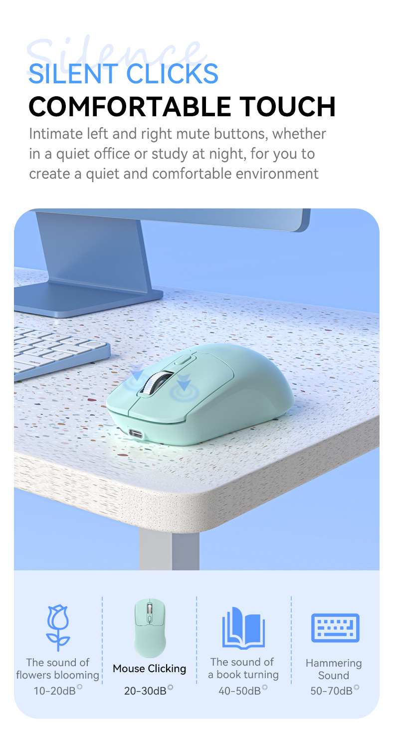 Rechargeable Mouse Wireless Mouse Bluetooth Dual-Mode Silent Office Laptop Peripheral Mouse