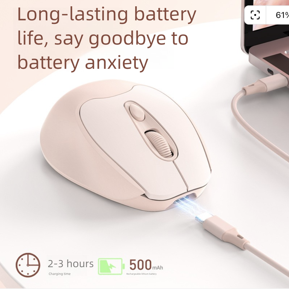 Rechargeable Mouse Wireless Mouse Bluetooth Mouse Type-C Port Charging Office Silent Laptop Wireless Mice