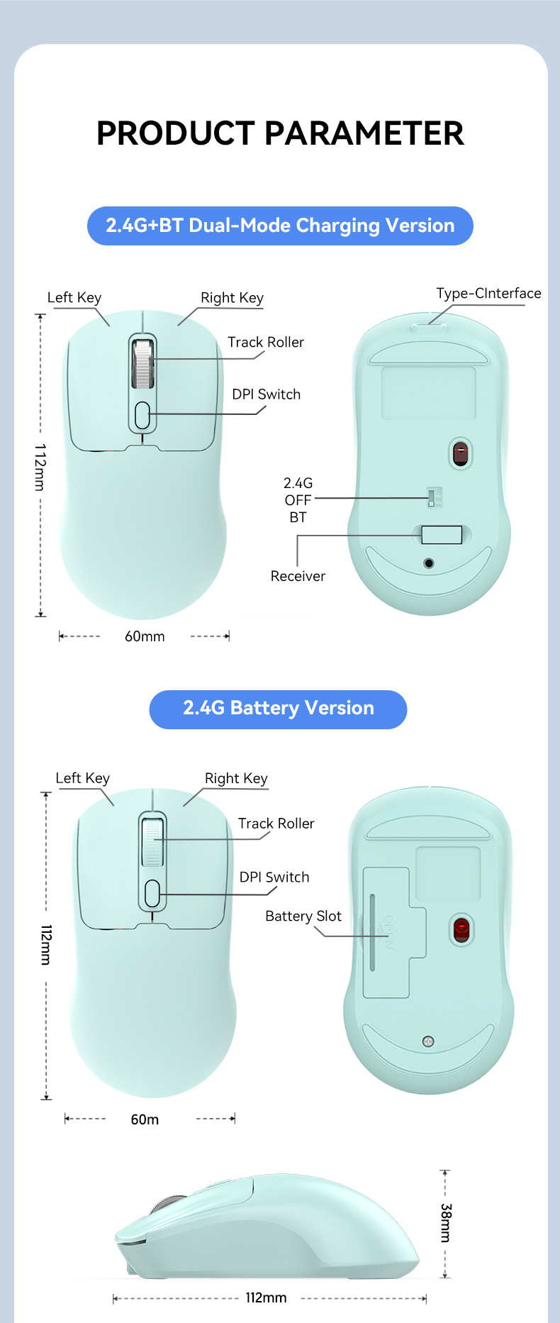Rechargeable Mouse Wireless Mouse Bluetooth Dual-Mode Silent Office Laptop Peripheral Mouse