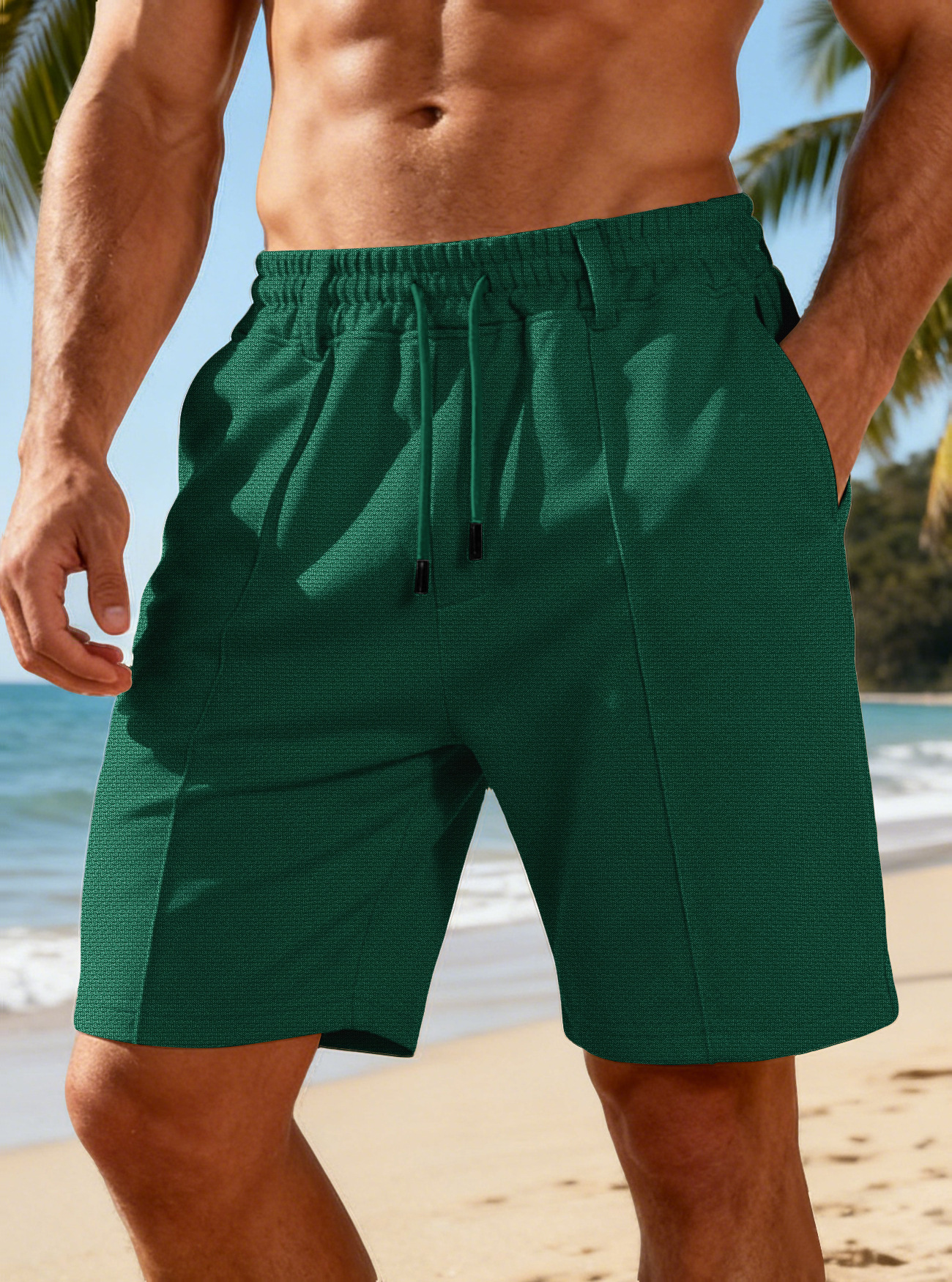 Men's Bottoms Shorts Men's Summer Heavyweight Knit Quick-Dry Large-Size Loose Work Beach Shorts