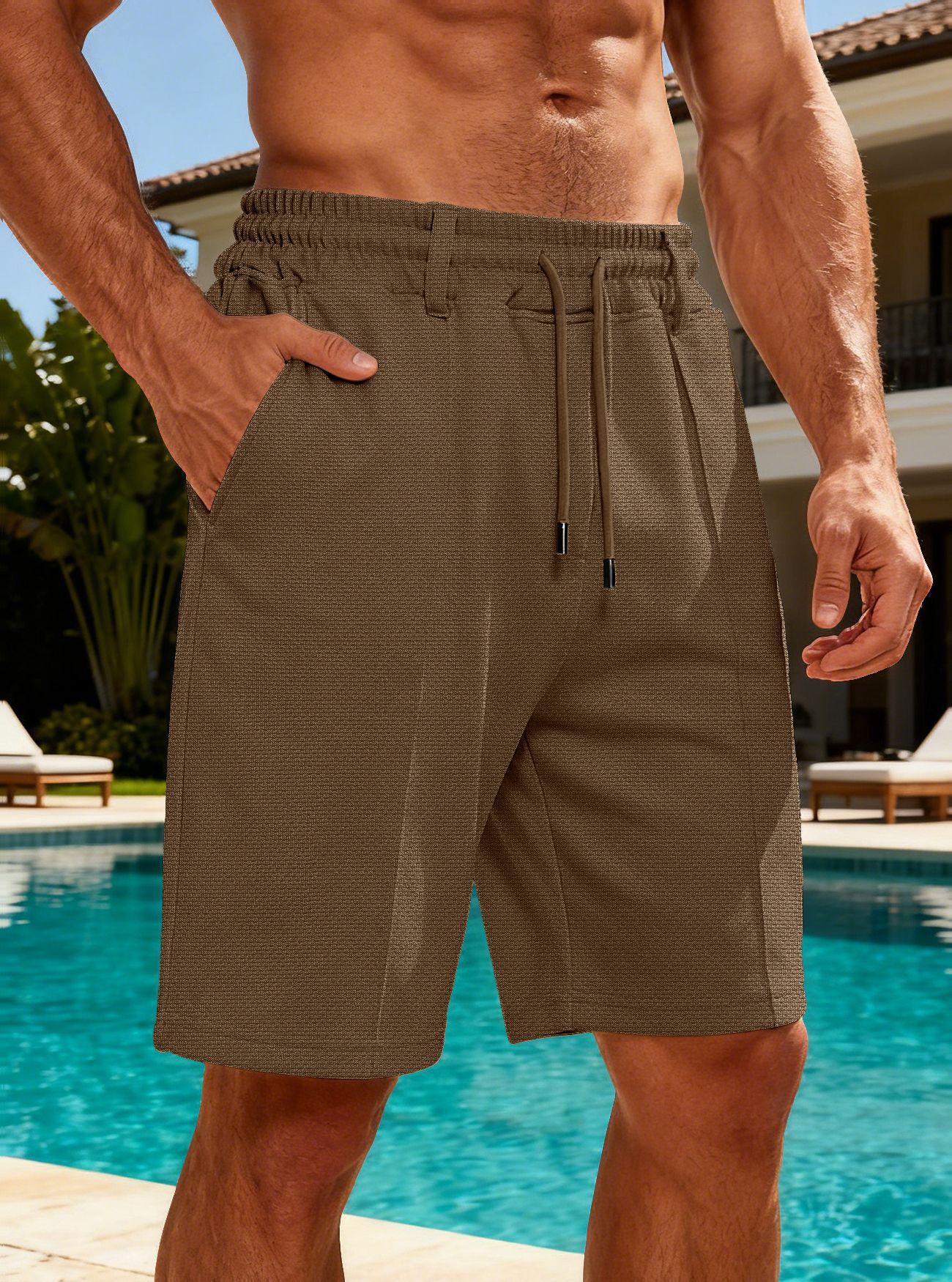 Men's Bottoms Shorts Men's Summer Heavyweight Knit Quick-Dry Large-Size Loose Work Beach Shorts