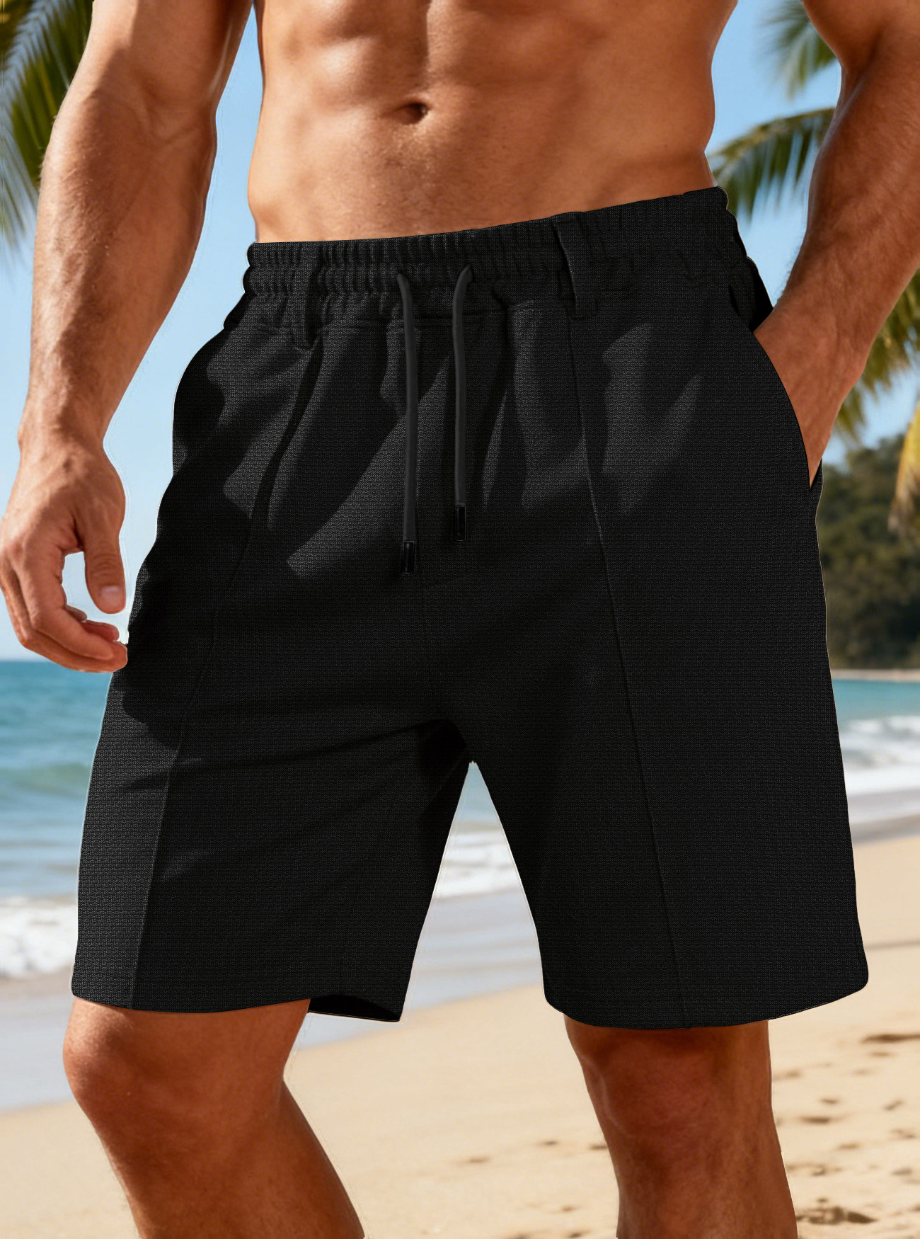 Men's Bottoms Shorts Men's Summer Heavyweight Knit Quick-Dry Large-Size Loose Work Beach Shorts