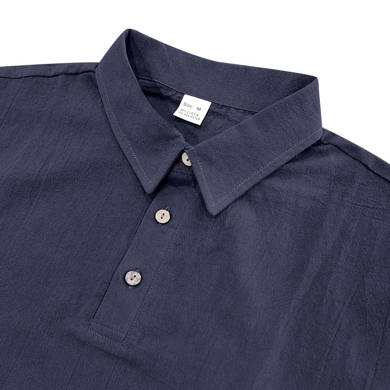 Men's Clothing Sets Two-Piece Outfits Summer Men's Loose Casual Linen Breathable Polo Shirt Short Sleeved Beach Shorts Set