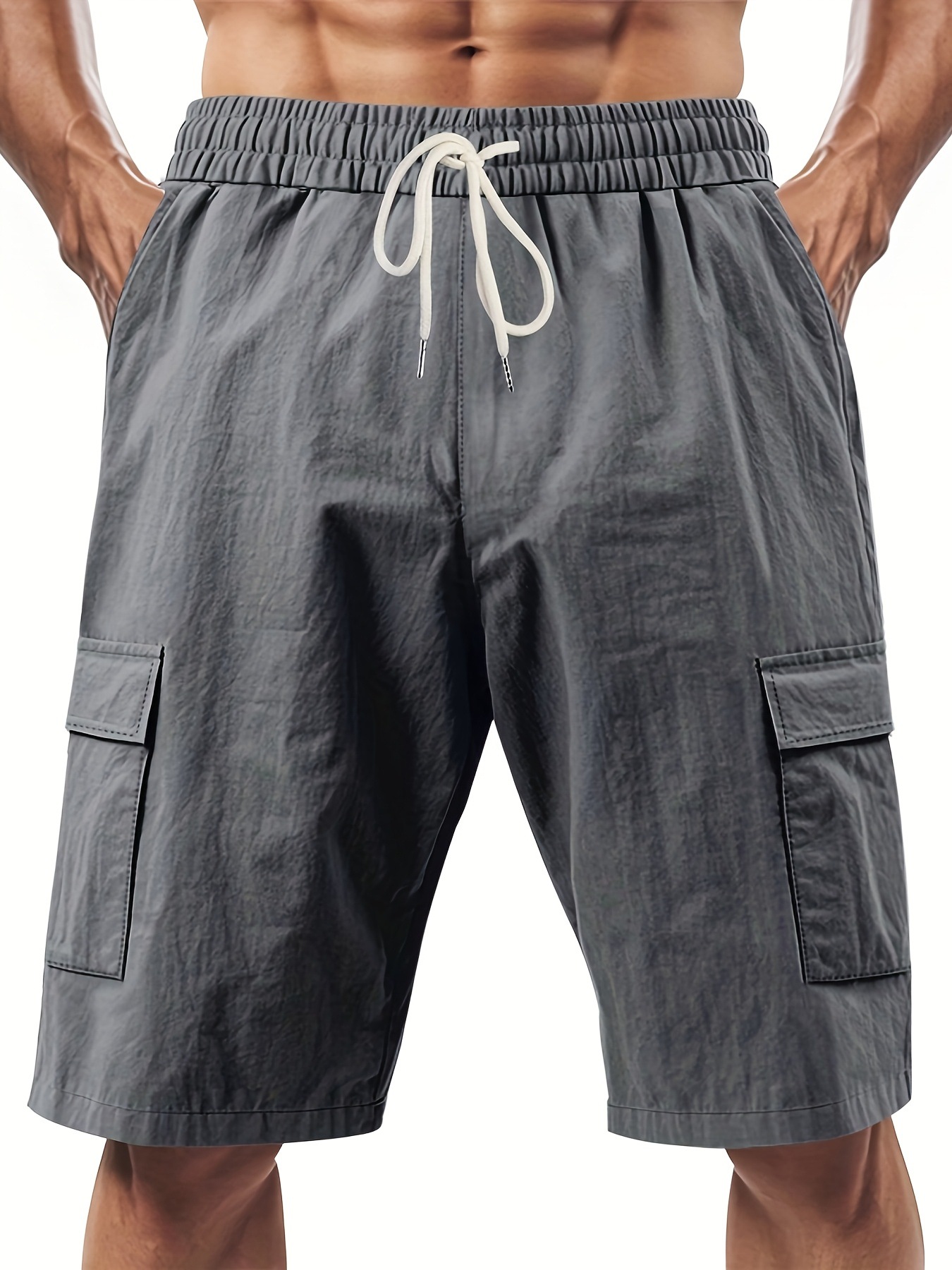 American Style Workwear Shorts Summer Casual Versatile Multi-Pocket Drawstring Breathable Comfortable Men's Shorts