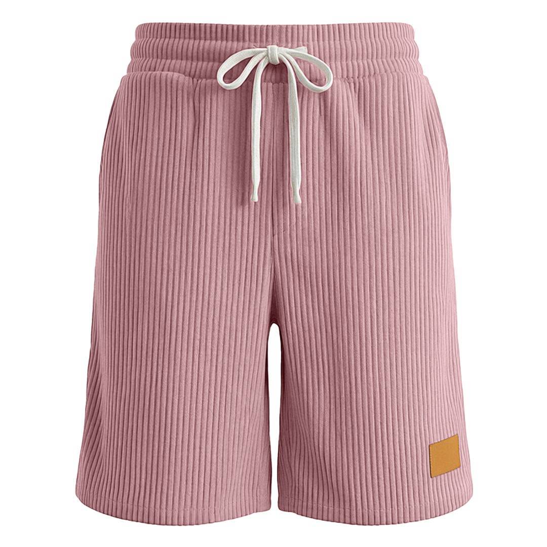 Men's Clothing Bottoms Shorts Men's Summer New Vintage Embroidered Leather Label Corduroy Lace-Up Casual Shorts
