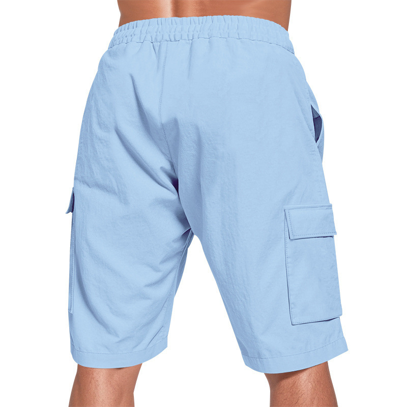 American Style Workwear Shorts Summer Casual Versatile Multi-Pocket Drawstring Breathable Comfortable Men's Shorts