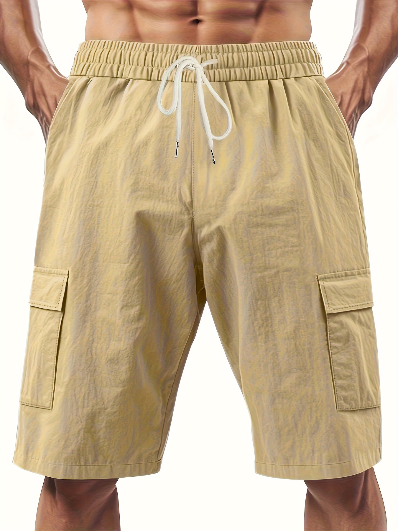 American Style Workwear Shorts Summer Casual Versatile Multi-Pocket Drawstring Breathable Comfortable Men's Shorts