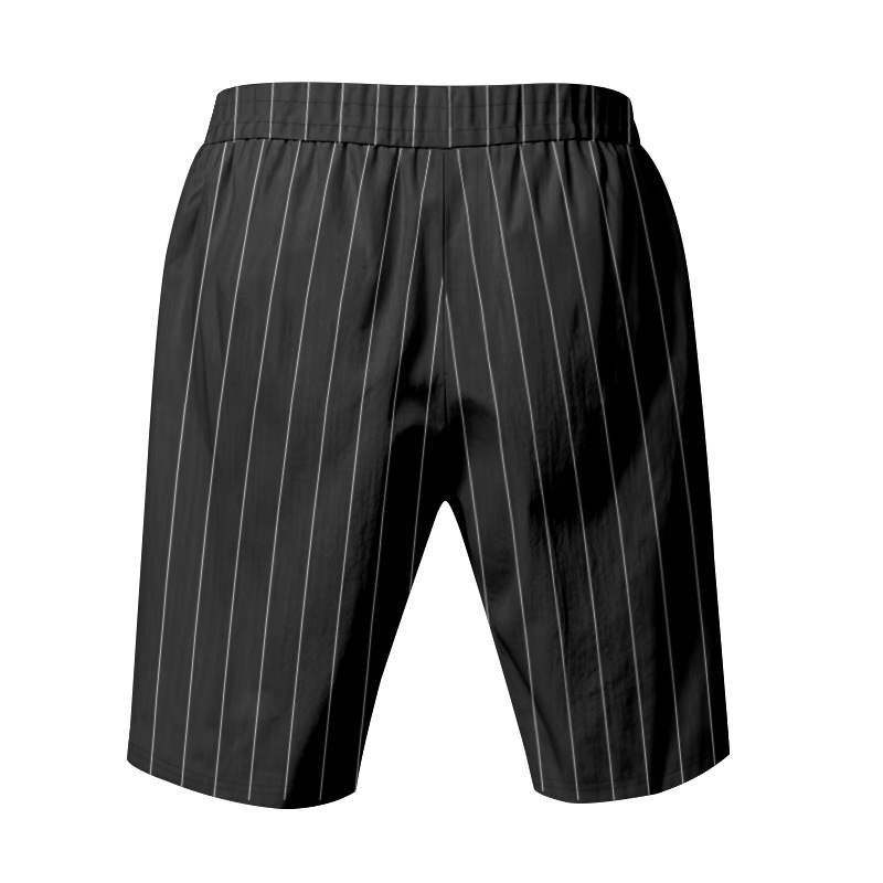 Summer Men's Striped Solid-Color Drawstring Elastic Waist Straight Casual Mid-length Pants Shorts for Men