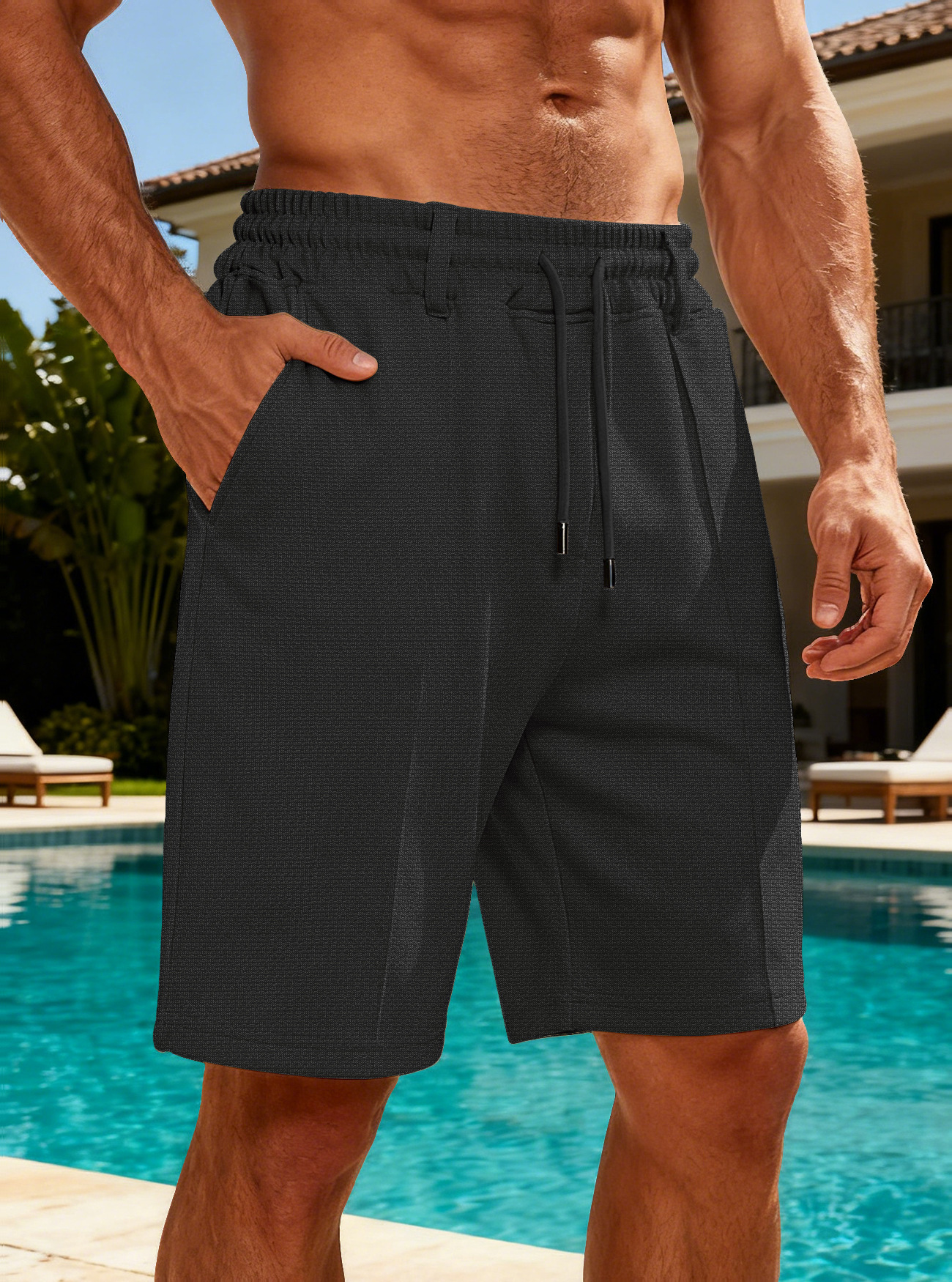 Men's Bottoms Shorts Men's Summer Heavyweight Knit Quick-Dry Large-Size Loose Work Beach Shorts